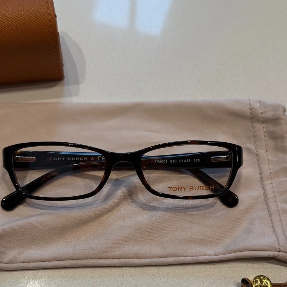 🆕 Tory Burch Eyeglasses, Dark Tortoise, Demo Lens, Brown with Monogram